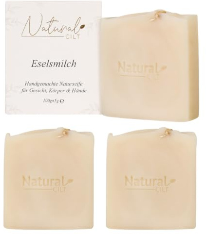 3x Natural Cilt Eselsmilch Seife - 100% Naturseife - ohne bedenkliche Inhaltsstoffe - Zertifiziert - Handgemacht - Duschseife für alle Hauttypen - Duschgel - Naturkosmetik