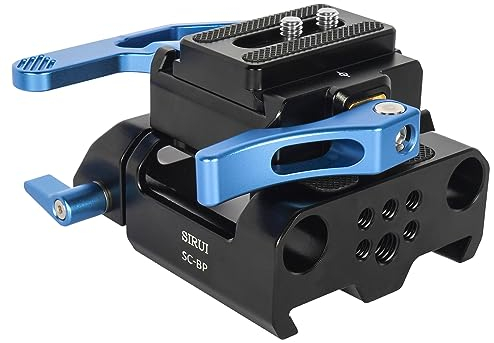 SIRUI Camera Baseplate with Dual 15mm Rod Rail Clamps, Base Plate with Quick Release Plate for Tripod, Shoulder Rig, Follow Focus, SC-BP