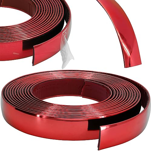 RECAMBO Zierleiste Rot metallic - Vielseitig, Flexibel & Selbstklebend - 18mm x 5m