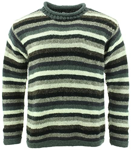 LOUDelephant Pull en laine épaisse tricoté à motifs rayés délavés arc-en-ciel rétro 100% ample oversized chaud, 4XL