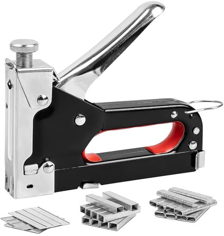Heavy Duty Staple Gun with 3000 Staples, 3 in 1 - Wall Stapler, Anti-Slip, Adjustable Force - Quick-Jam Release Upholstery Wood - Premium Steel Construction