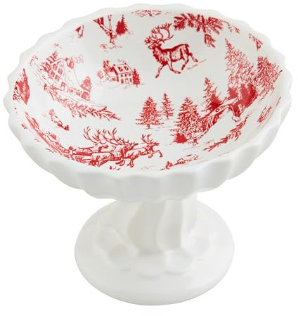 Mud Pie Toile Servier- und Salatschüsseln mit Standfuß, 11,4 x 14,9 cm Durchmesser, Rot