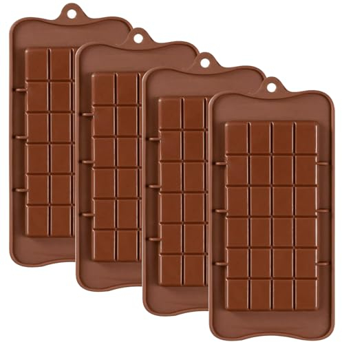 YXHZVON 4 Pezzi Stampo per Tavoletta e Barrette di Cioccolato, Stampi in Silicone per Cioccolatini e Caramelle