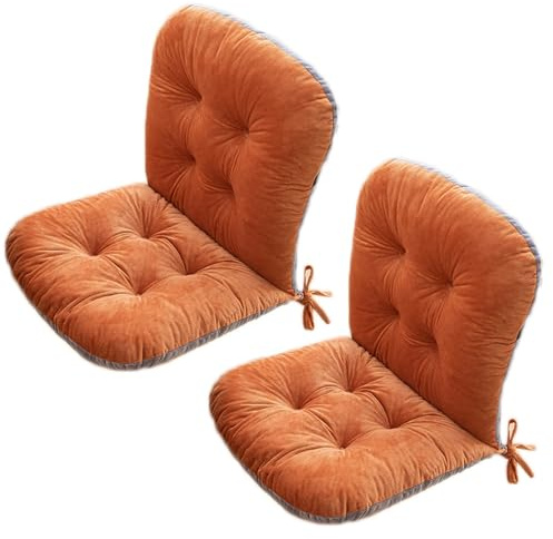 AOPEZIA Stuhlkissen mit Rückenteil Sitz und Rückenkissen mit Bänder Polsterauflage, Gartenstuhlauflage Niedriglehner Auflage Polsterauflage Gartenstuhl(Orange,2 Pieces)
