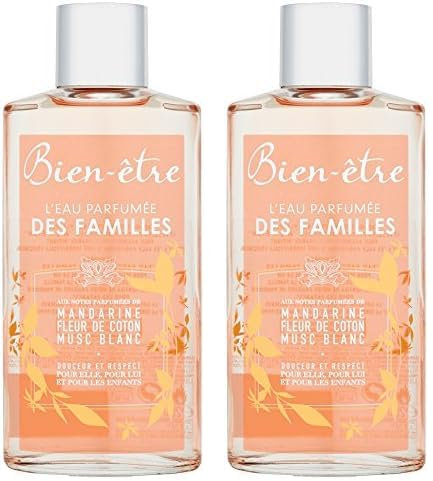 Bien-être - Eau Parfumée Des Familles Aux Notes Parfumées De Mandarine/Fleur De Coton Musc Blanc - 250 ml (Lot de 2)