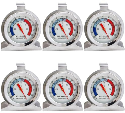 Muzrunq Kylskåpstermometer kylskåp termometer i rostfritt stål -30 ℃ ~ 30 ℃/-20 ℉~ 80 ℉ stor digital urtavla kylskåp termometer med röd indikator