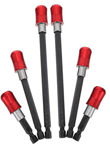 HOUDERCO 2sets Stainless Steel Sleeve Post Red Bit Holder for Screwdriver Extension Rod for Drill Bit Use