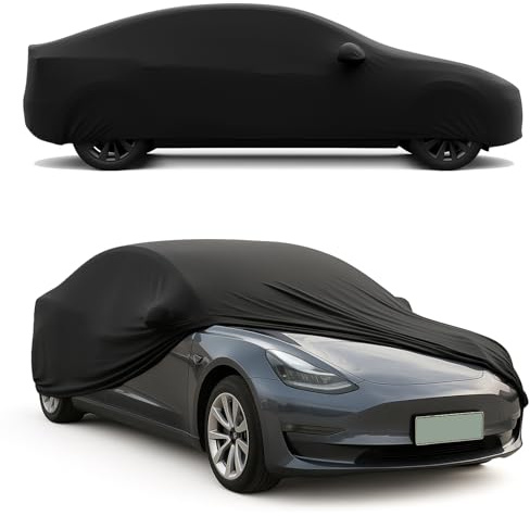 Favoto Funda para Tesla Model 3 – Cubrecoches Antipolvo Transpirable con Protección para Puerto de Carga, Ideal para Interior y Garajes Subterráneos