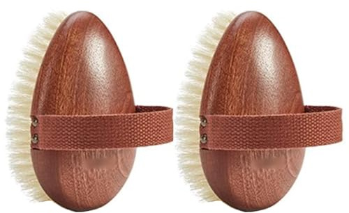 Cepillo Corporal De Madera En Forma De Gota, Cepillo Seco para La Espalda con Cerdas Naturales, Elimina La Celulitis, Líneas Finas Y Exfolia, Agarre Ancho Y Fácil De Transportar(12.5 * 8cm*2pcs)