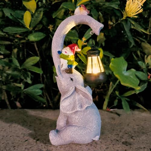 Garden Ornaments Outdoor Solar Elephant Statue, Waterproof Lanterns Garden Decor for Pathway Lawn Patio Yard Balcony Christmas Decorations, Anniversary Birthday Gifts for Women Mum Men Grandma