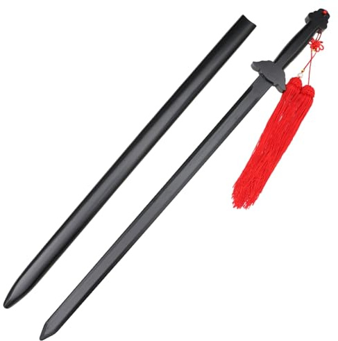 HJHUUA Spade Tai Chi in bambù Naturale da 104 cm,Spada da Allenamento in Legno con Fodero in bambù,bokken Fatto a Mano per Regali,Pratica di Arti Marziali,Cosplay,Performance (Nero/Beige)