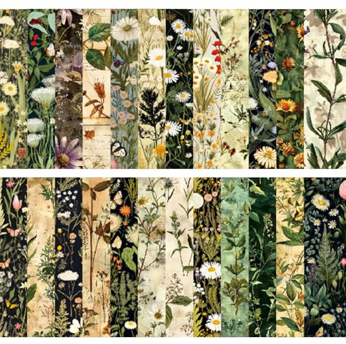 24 fogli di carta per scrapbooking floreale, 15,2 cm x 15,2 cm. Carta artigianale vintage a motivi per scrapbooking, creazione di biglietti, decoupage e progetti fai da te (24 design unici) (A)