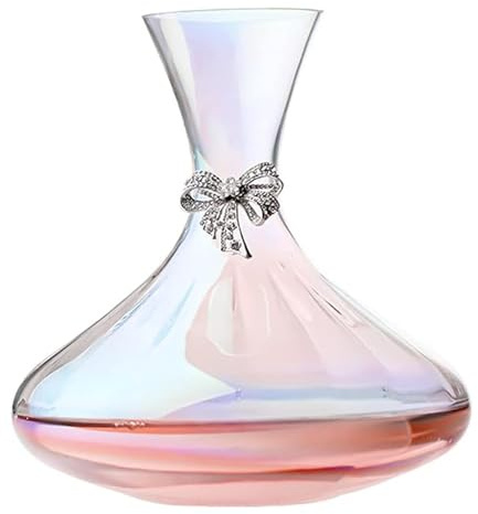 Dicker Weindekanter, Weinkaraffe mit Perlen-Schmetterlings-Diamant-Schleife, bleifreies Kristall, 2400 ml