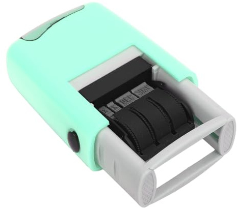 Garosa Självfärgad Datum Stamp Rummi Engelska Datum Numrering Stämpel Kristall Klar Stämpel Fast Torkning Lättvikt Kompakt med Bekväm Design för Kontorsdokument (Grön)