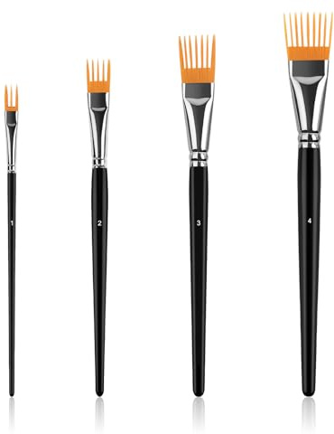 4PCS Grainer Brush Set, Professional Flat Comb Brushes for Acrylic Painting, Artist Paintbrushes Perfect for Beginners and Artists, Acrylic, Watercolor and Oil