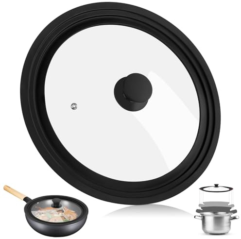 Pesutei Pfannendeckel Universal, Topfdeckel 20/22/24 cm für Pfannen | mit Abgestuften Silikonrand Mit und Dampfloch