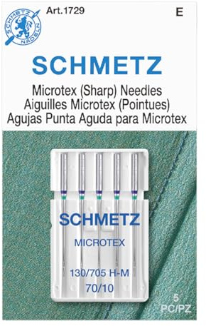 SCHMETZ Microtex Sharp Nähmaschinennadeln, Quilt- und Steppnähzubehör, Größe 70/10, 5-Nadel-Karte, 1 Stück