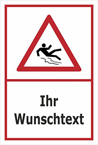 Melis-Folienwerkstatt Schild Rutsch-Gefahr Wunsch-Text - 30x20cm - 3mm Aluverbund – 20 VAR S00018-108-B