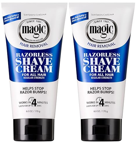 SoftSheen-Carson Magic Razorless Shaving Cream, Depilatory Hair Removal Cream for Body Hair, Regular Strength, Works in 4 Minutes, 2 Count