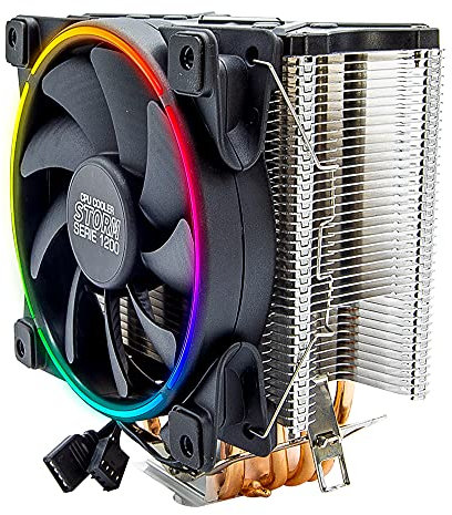 YEYIAN, Sistema Refrigeracion de CPU STORM Gaming, Ventilador de PC con RGB LED, Disipador con gran flujo de aire, 5 Tubos de Cobre, Bajo nivel ruido, 1000 a 1800 RPM - AC1200