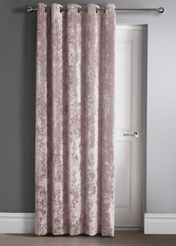Intimates Velvet Crushed Door Panel Thermal Winter Lined Curtain Panel 46 x 84 Energy Heat Saving (Blush Pink)