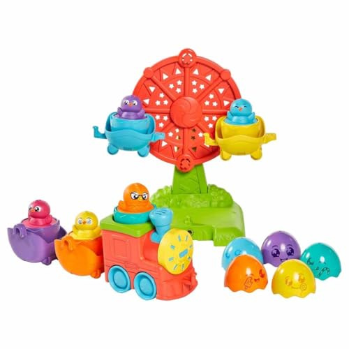 Toomies Tomy Hide And Squeak 2 in 1 Eggventure Train - Giocattolo educativo per Bambini con Colori e Suono, Giocattolo da Spingere per Bambini e Bambine di 1, 2 e 3 Anni