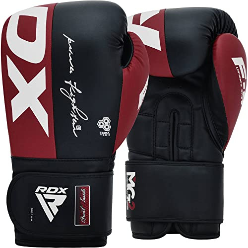 RDX Gants de Boxe pour D'entraînement et Muay Thaï, Gants en Maya Hide Cuir pour Sparring, Kickboxing, Sacs de Frappe, Compétition Combat Mitaines, Hommes Femmes Gym Entraînements 8 10 12 14 16 OZ
