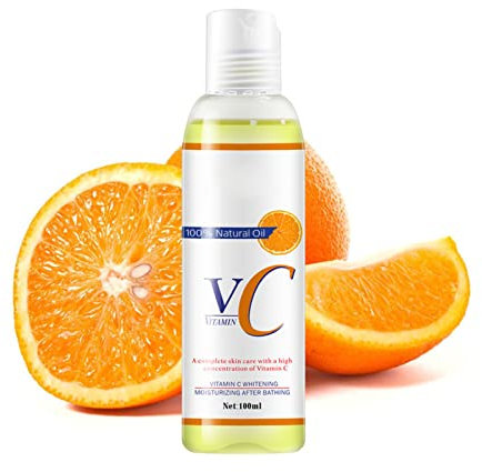 100 Ml Huile de Massage à la Vitamine C, Huile Essentielle Hydratante éclaircissante pour le Corps avec Sérum, pour Hydrater la Peau Prévenir le Vieillissement et Réparer Utilisation