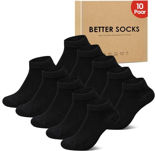 IceReco 10 Paia Calze Uomo Corte Sportive Calzini Donna Estivi Cotone Corti Calza Sportivi Fantasmini Running Invisibili Trekking Tennis Calzini Elastiche 47-50 Nero Nere Neri