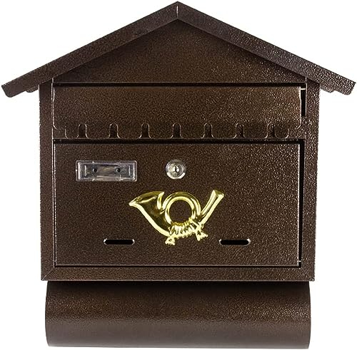 Vorschlagsbox Briefkasten Schlüsselbox Haus Zeitungsbox Villa mit Schloss Outdoor Schmiedeeisen Wandmontage Zeitungsbox Innenhof Dekoration Anhänger