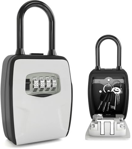 DIYGEEK Cassetta Chiavi con Codice, Cassetta di Sicurezza per Chiavi Impermeabile, Cassaforte con Serratura Esterna a Combinazione, Key Box con Gancio per Casa, Ufficio, Garage, Scuola e Appartamento
