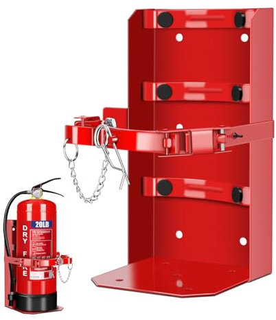 Staffa per veicoli pesanti, staffe e supporti per estintori - Acciaio St12 rosso, adatta per estintori a secco da 20 libbre/CO2 da 10 libbre - per scuola, garage, veicolo, barca, camion Sostituzione