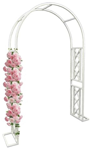 Gartenbogen Pergola – Metallspalier für Kletterpflanzen, 140–340 cm, stabile Outdoor-Dekoration, Schwarz (weiß, L 300 cm x H 230 cm)