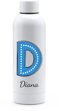 Genérico Botella de Agua Personalizada - Botella acero inoxidable 800ML - Inicial + Nombre - Ideal para Regalo (Azul oscuro)