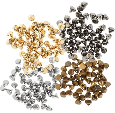 WEKADRIN 200 pezzi Rivetti Borchie Punk con Punte Cono in Metallo per Abbigliamento Borse e Scarpe Kit Decorativo Resistente Antiruggine per Fai da Te Accessori Moda