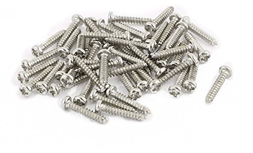 uxcell 50pcs M1.4 x 10mm Stainless Steel Phillips Pan Round Head Self Tapping Screws