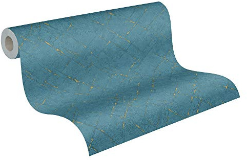 A.S. Création Vliestapete Emotion Graphic Tapete in Vintage Optik 10,05 m x 0,53 m blau metallic Made in Germany 368815 36881-5