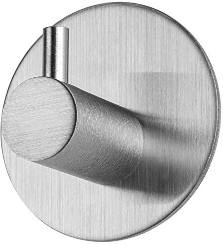 KADAX selbstklebende Haken, Handtuchhaken aus Edelstahl, starke Bademantelhaken, Kleiderhaken, Wandhaken für Küche, Bad, Handtuch, Küchenhaken, ohne bohren, silber (einzeln/rund)