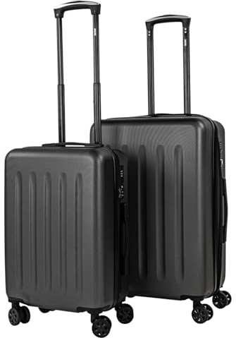 SKPAT - Resväskor Set 4 Hjul ABS - Reseväska Set 2 ST. - Medium resväska och resväska Kabin - Set resistenta och lätta resväskor med TSA hänglås, Antracit