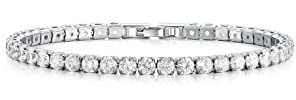 GW Tennisarmbänder für Damen Mädchen Armkette Gold Silber Zirkonia Kristall Armbänder Armreif für Frauen (17,78cm, Silber-1-Reihig)