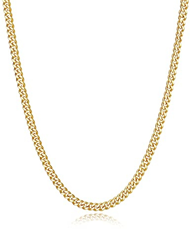 Reoxvo Gold Chain for Men, Gold Necklace Mens Cuban Link Chain Necklaces Jewelry for Men 5 mm Neck Chains for Pendants 22 inch