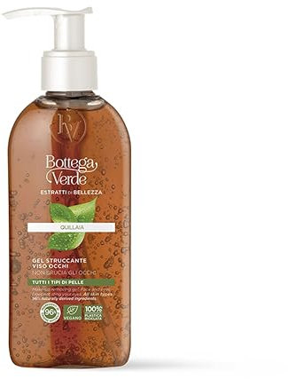 Bottega Verde - Estratti di Bellezza, Gel Struccante Viso e Occhi, 200 ml, con Quillaia per una Azione Detergente Naturale, Non Brucia gli Occhi, Formula Delicata, per Tutti i Tipi di Pelle