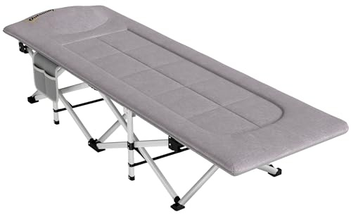 Outsunny Feldbett Faltbares Campingbett bis 200 kg Grau 185 x 65 x 37 cm | Mit Aufbewahrungstasche, Campingliege mit Tragetasche, Oxford