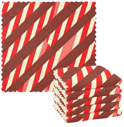 Mnsruu Microfibre Cleaning Cloths Red Stripes Christmas Xmas Reusable Dish Cloths for Washing Up 6 Pack Swedish Dishcloth Microfibre Cleaning Towels Washable Duster Rags Cloth Home