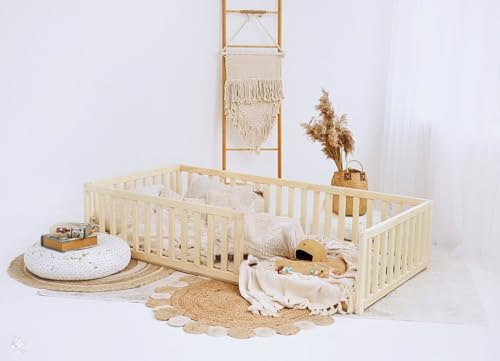 HOMEforDREAMS Lit de sol pour enfant avec espace de 6,3 cm entre les barreaux : cadre de lit inspiré Montessori de Home for Dreams H4D-55 (120 x 60 cm)