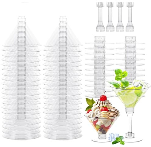 Plastic Cocktail Glasses, 25 PCS Plastic Martini Glasses, Reusable Clear Party Cocktail Glasses for Champagne, Mocktail, Margarita, Christmas Wedding Birthdays 180ml (Transparent, 180, Millilitres)