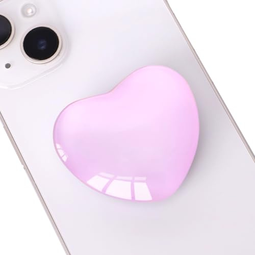 EOAMGO 2 agarres para teléfono móvil, diseño de corazón, extensible, soporte plegable con múltiples ángulos para teléfonos inteligentes, almohadillas (morado claro)