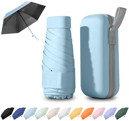 Ancuioyz Paraguas, Paraguas Plegable, Con Protección Resistente Al Viento, Compacto y Ligero Para Mujeres, Hombres y Niños (Azul cielo)