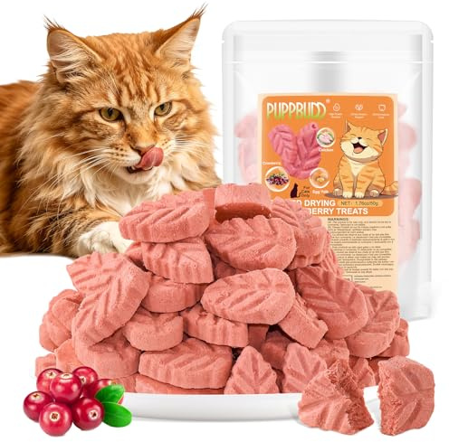 Gefriergetrocknete Snacks für Katzen und Hunde, 50g Cranberry und Huhn Katzen Leckerlies, Knuspriger Katzensnack Reich an Anthocyanin