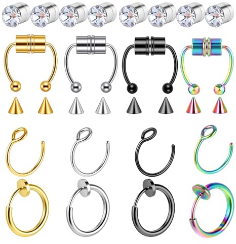 HekouJiub Fake Septum Ring Nasenpiercing Magnet, Fake Nasenring Piercing